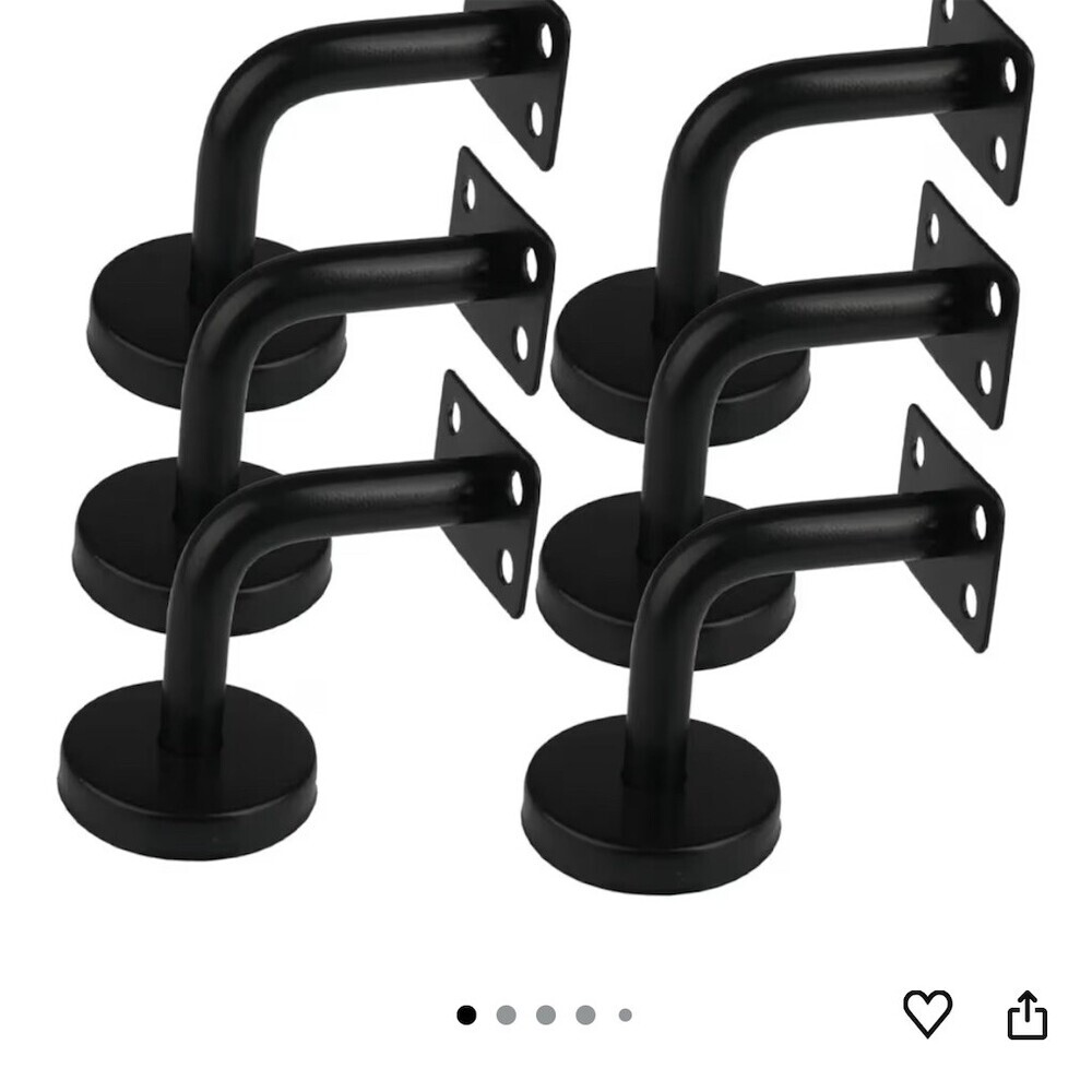SEWOART Black Handrail Brackets 6 Pack Stainless Steel